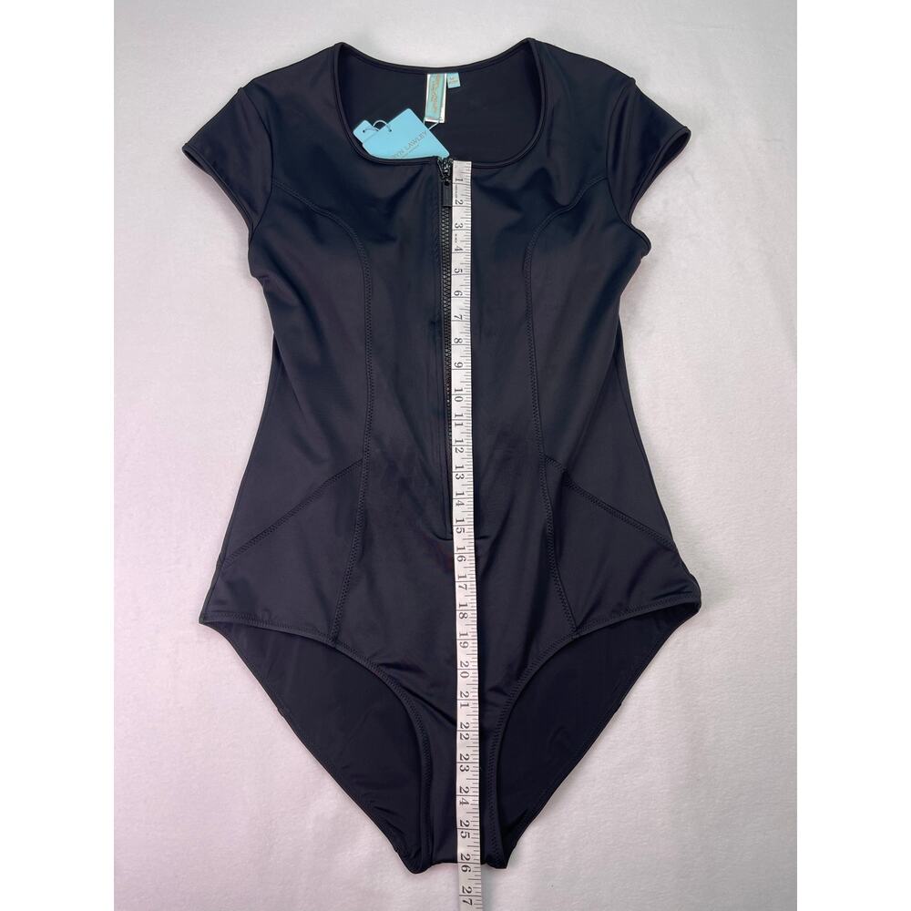 NWT Robyn Lawley Bond-Eye Scuba Style Zip Front One Piece Swimsuit Black US 14 - Picture 9 of 13